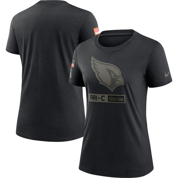 Women's Arizona Cardinals 2020 Black Salute To Service Performance NFL T-Shirt (Run Small)